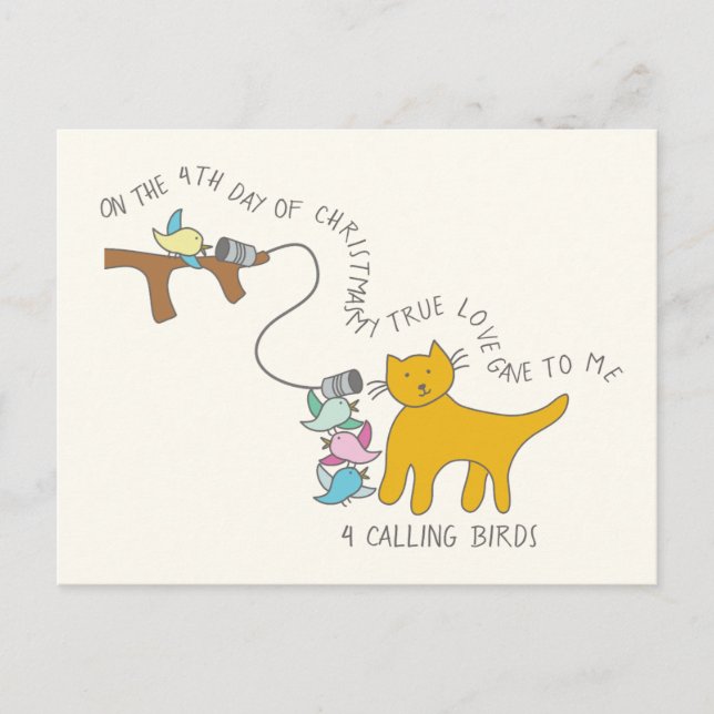 Katt fjärde dagen 4 Kringning av fågeljakt Vykort (Framsida)