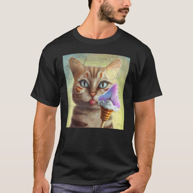 Katt Fjäril Glass T Shirt (Framsida)