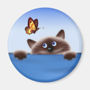 Katt & fjäril magnet