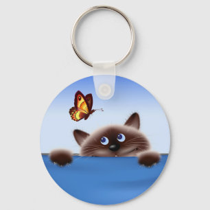 Katt & fjäril nyckelring