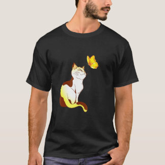 Katt Fjäril Solsken Japansk Körsbärsblomning Vin T Shirt