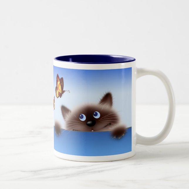 Katt & fjäril Två-Tonad mugg (Höger)