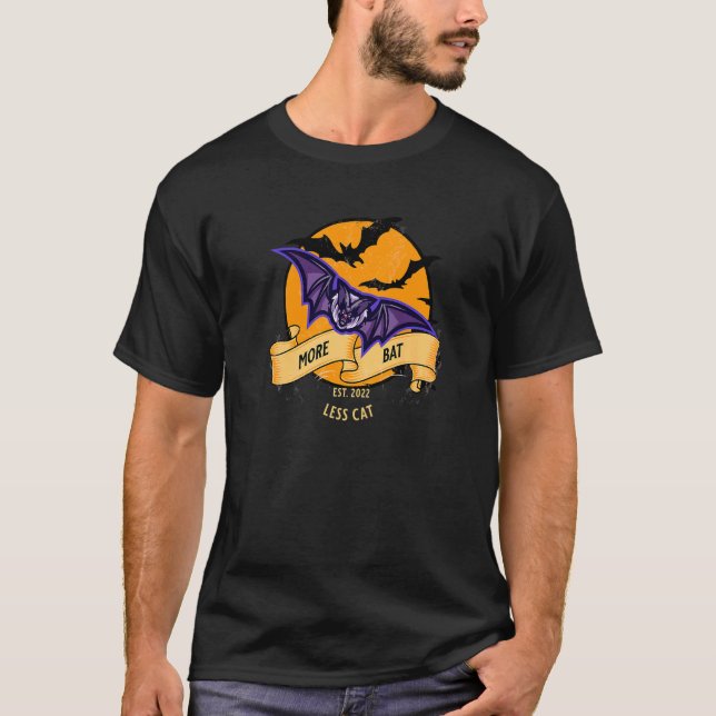 Katt Fladdermus Halloween  1 T Shirt (Framsida)