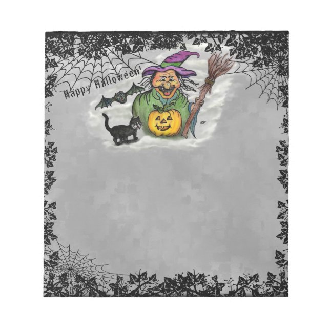 Katt, Fladdermus och Pumpkin, Happy halloween! Anteckningsblock (Framsida)