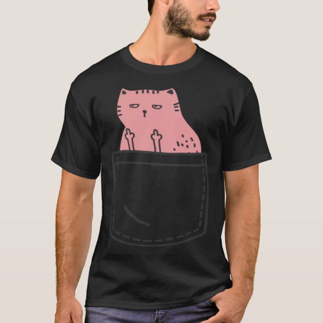 Katt flippad av ruvdjur Mittet Finger uggla C T Shirt (Framsida)