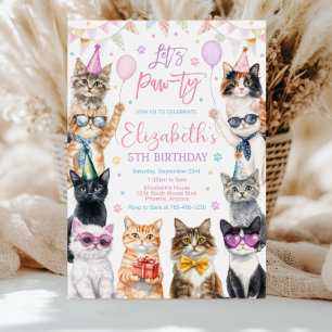 Katt Födelsedagsfest Inbjudan, Kattunge Tema (Edit Inbjudningar