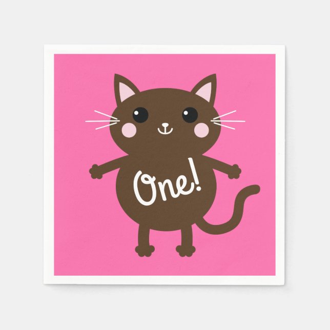 Katt-Födelsedagsfest Pappersservett (Framsidan)