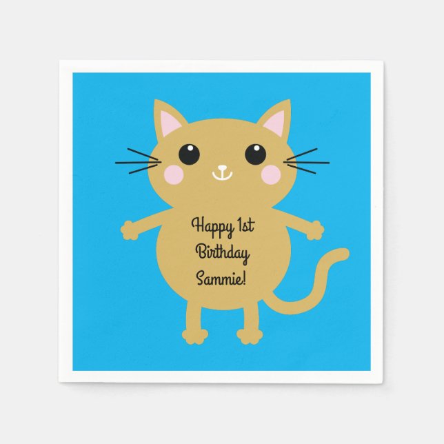 Katt-Födelsedagsfest Pappersservett (Framsidan)