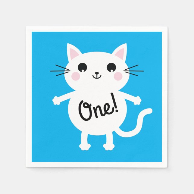 Katt-Födelsedagsfest Pappersservett (Framsidan)