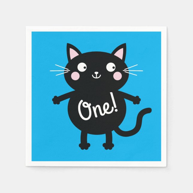 Katt-Födelsedagsfest Pappersservett (Framsidan)