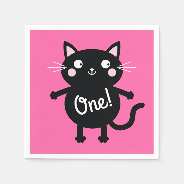 Katt-Födelsedagsfest Pappersservett (Framsidan)