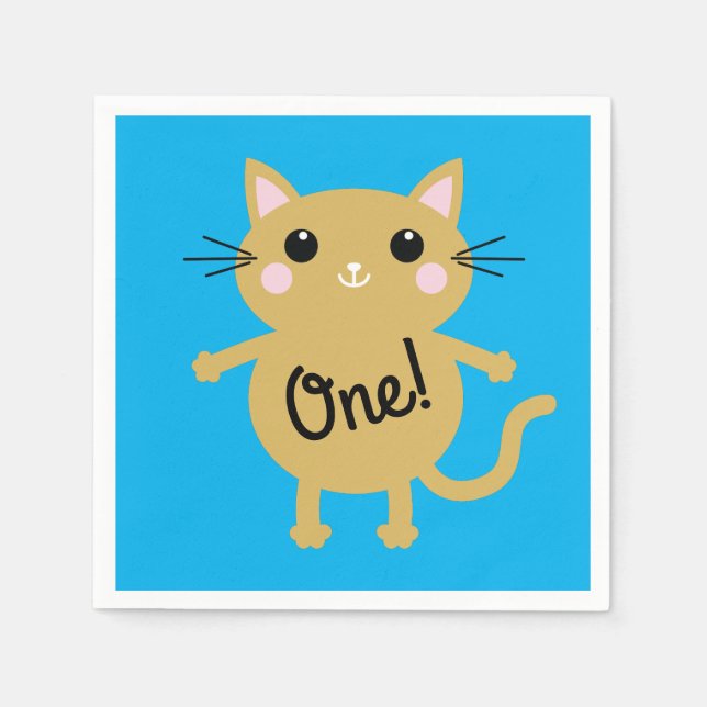 Katt-Födelsedagsfest Pappersservett (Framsidan)