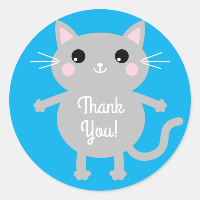 Katt-Födelsedagsfest Runt Klistermärke (Framsida)