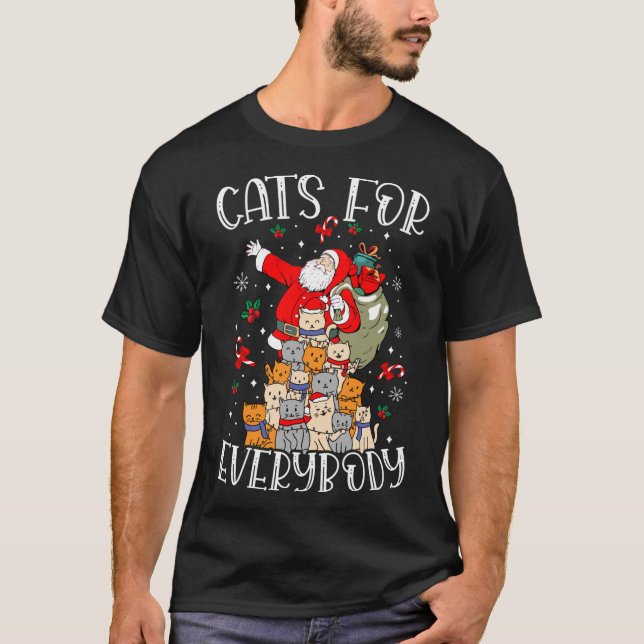 Katt för alla, fuktig julklapp, udda Julafton T Shirt (Framsida)