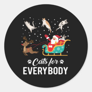 Katt för alla julklapp Funny Julafton Santa Runt Klistermärke