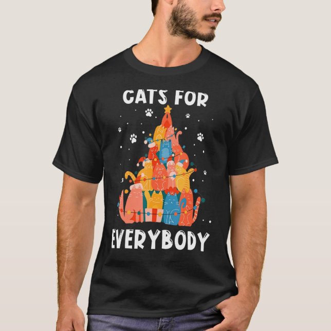 Katt för alla jultomten PJs Julafton Träd T Shirt (Framsida)