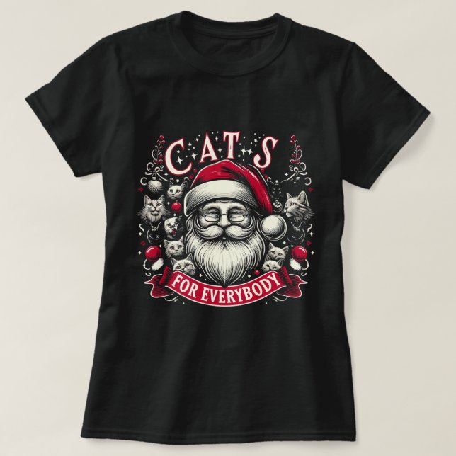 Katt för alla, lustigt, läskigt, god jul t shirt (Design framsida)