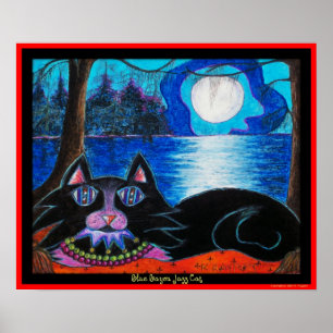Katt för blåttflodarmJazz Poster