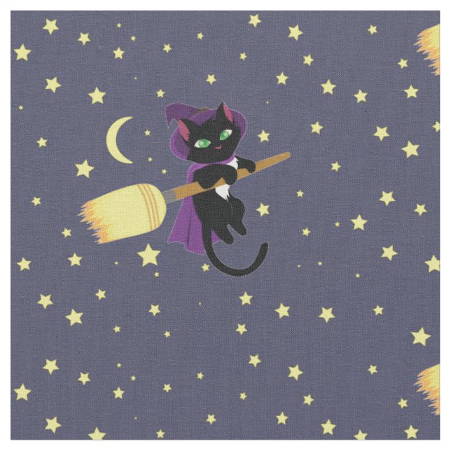 Katt för flygande Witch Tyg (Närbild)