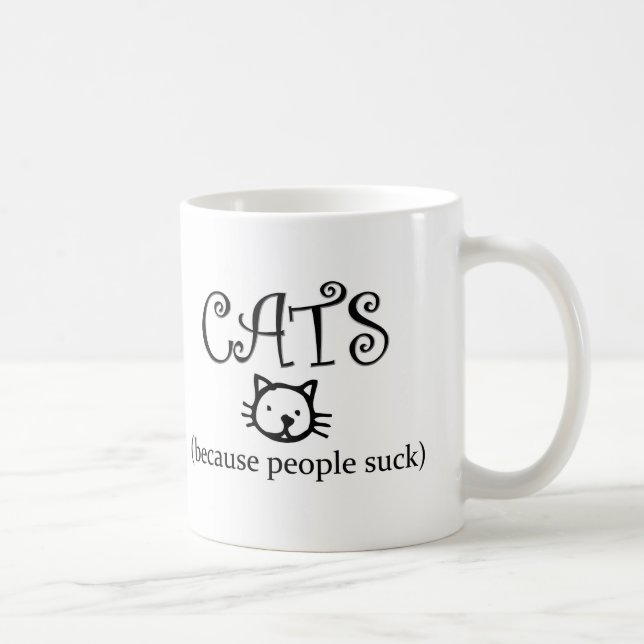 Katt för folk suger kaffemugg (Höger)