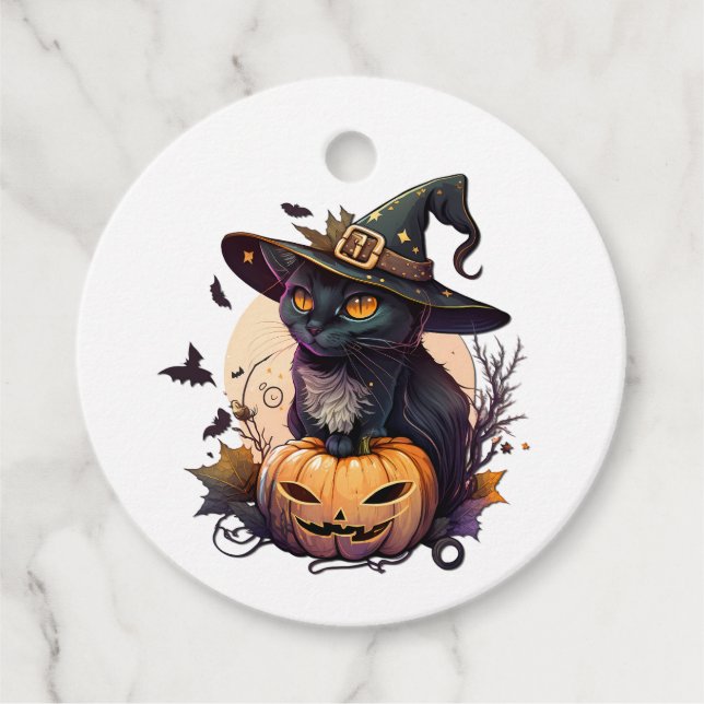 Katt för Halloween Gåvor Etiketter (Framsida)