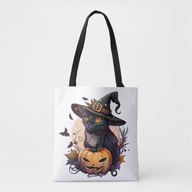 Katt för Halloween Tygkasse (Framsida)