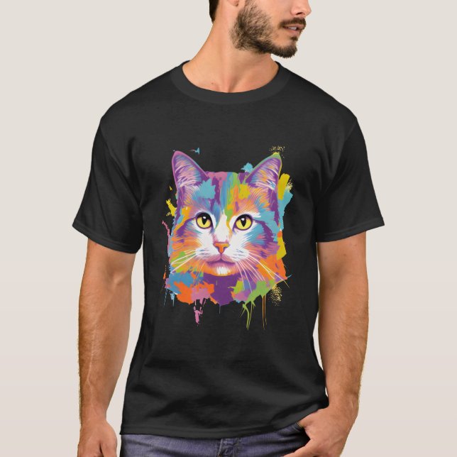 Katt För Kattunge Färgrik Katt Adoption T Shirt (Framsida)