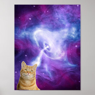 Katt för kosmiskt galaxområde poster