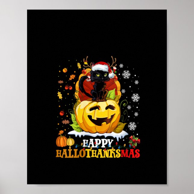 Katt för kvinnor Halloween och God jul Poster (Framsidan)