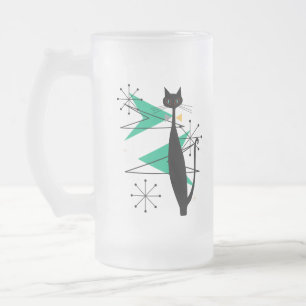 Katt för MCM för Retro atom- århundrade för Er Frostat Ölglas