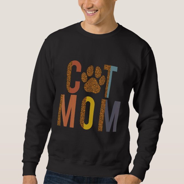 Katt för Mors dag familjen Cat Mamma Lång Ärmad Tröja (Framsida)