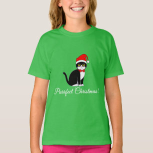 Katt för Purrfect julsmoking i den Santa hatten T Shirt