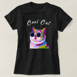 Katt för redigerbar Coola för modern Multifärgad f T Shirt