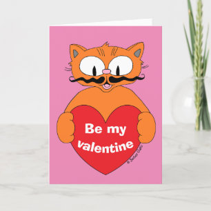 Katt för Tecknad av Cute Valentine Day Card Helgkort