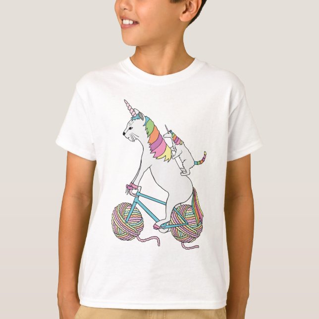 Katt för Unicorn för kattUnicornridning som rider Tee (Framsida)