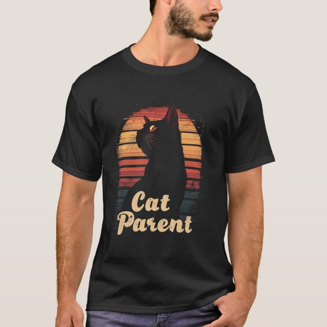 Katt Förälder Vintage T Shirt (Framsida)