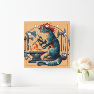 Katt-förfalskningsvapen vid medeltida ondska fyrkantig klocka