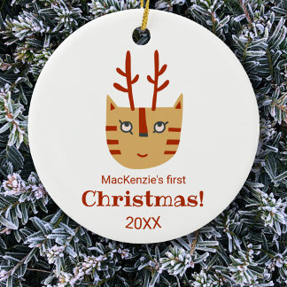 Katt Första jul Julgransprydnad Keramik