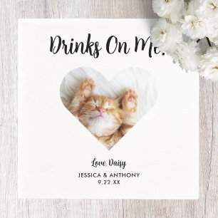 Katt Foto Bröllop Cocktail Servetter