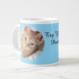 Katt Foto Text Blå utbytbar Rolig Kattälskare Jumbo Mugg