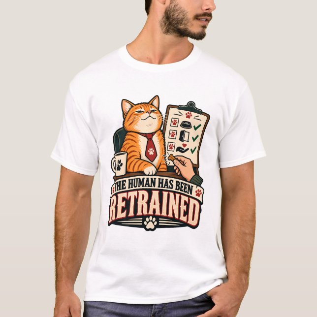 Katt Framgångsrikt Omtrainade Människan T Shirt (Framsida)