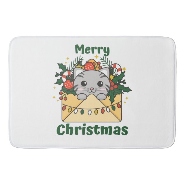 Katt från Brev-vinter vid jul - Katt Badrumsmatta (Framsidan)