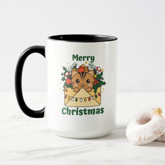 Katt från Brev-vinter vid jul - Katt Mugg (Med munk)