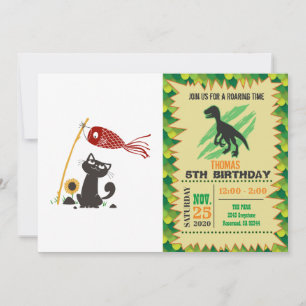 Katt från Carp Stréer lycklig - Välj bakgrund färg Inbjudningar