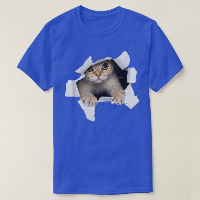 Katt från Cat Torn Trasa Kitten älskare  T Shirt (Design framsida)
