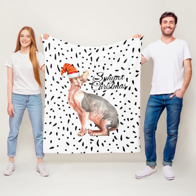 Katt från jul Sphynx Fleecefilt (På plats)