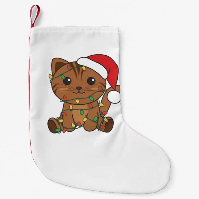 Katt från julvintern liten julstrumpa (Framsidan)
