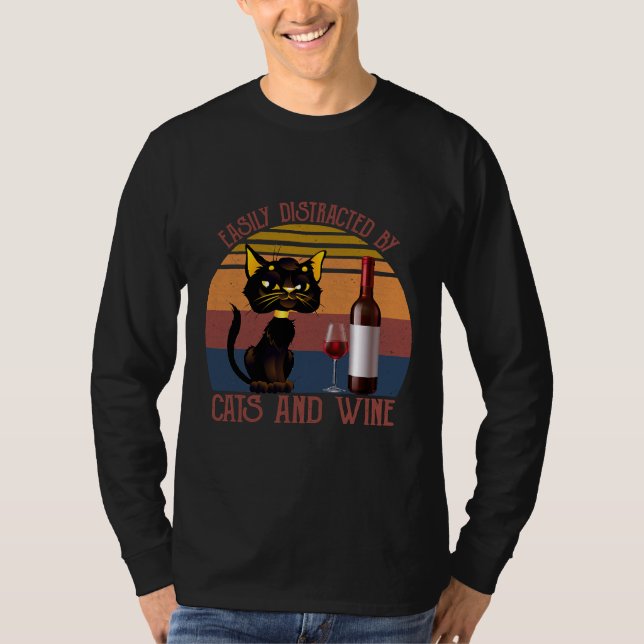 Katt från Katt i Vin som är lätt utspridd T Shirt (Framsida)