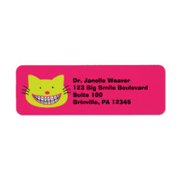 Katt från Lime Green Cat i Braces Orthodontist Returadress Etikett
