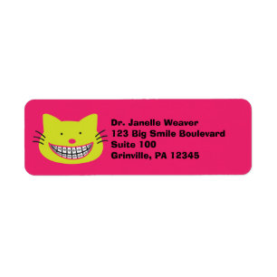 Katt från Lime Green Cat i Braces Orthodontist Returadress Etikett